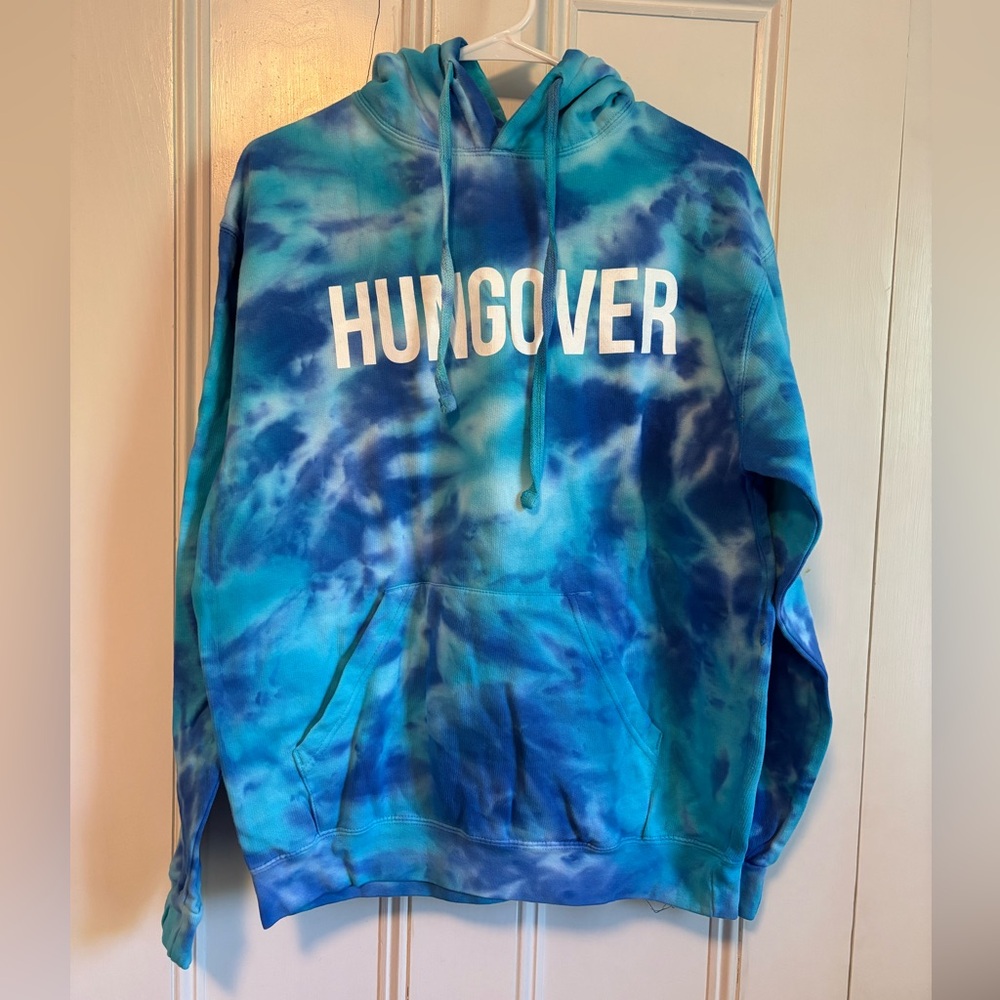 Tie-Dye 'HUNGOVER' Blue Barstool Pullover Hoodie